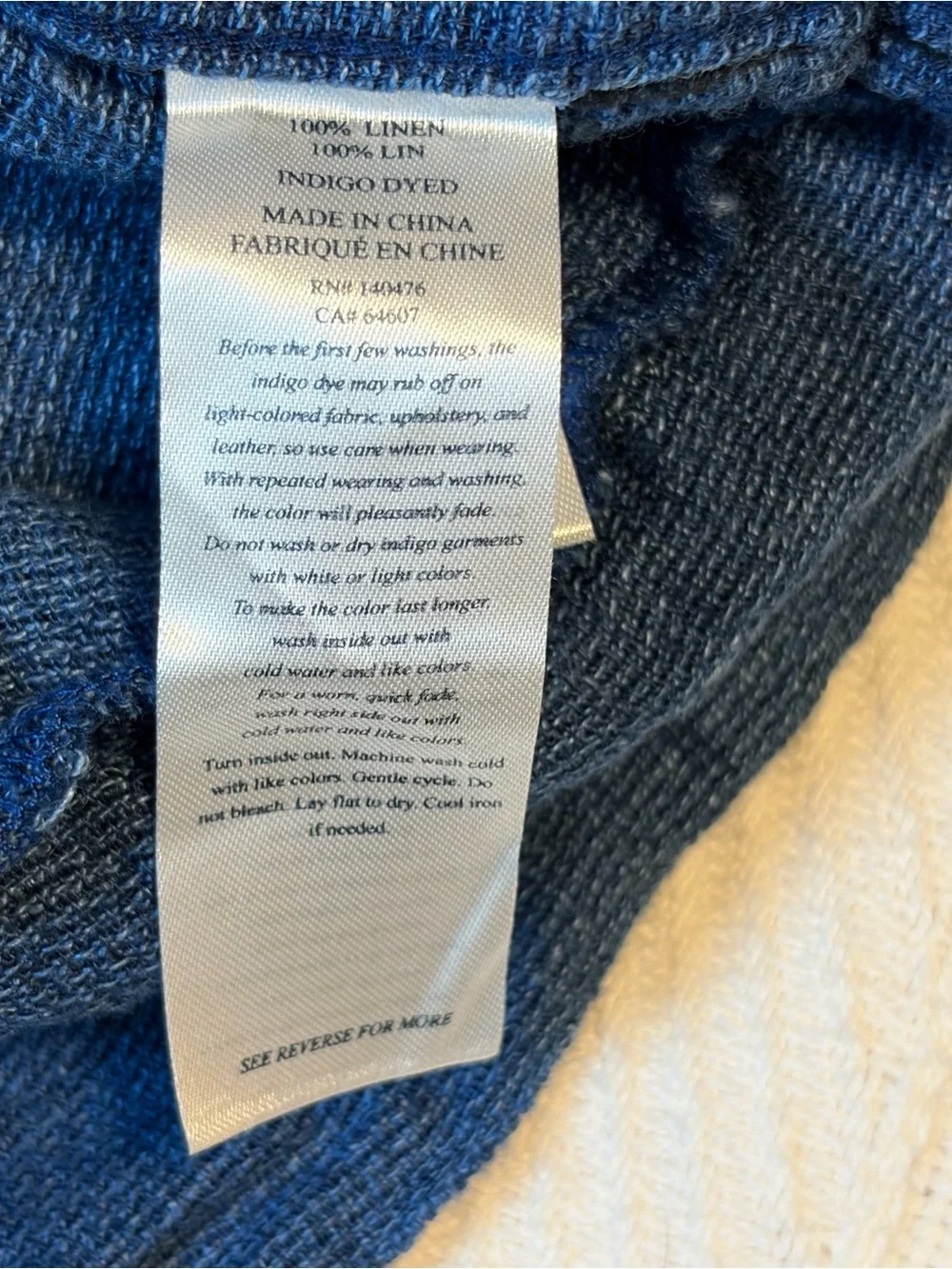 Faherty Dress XXL Isha Basketweave Indigo Blue 100% Linen Knit Pintuck Pockets - Picture 6 of 11